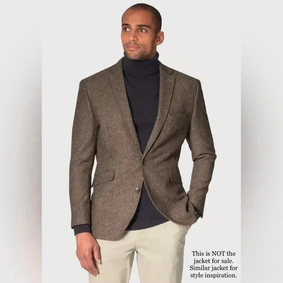 Vintage Curlee Blazer Fitted Jacket Men’s Suit Coat Houndstooth Tweed Academia - Picture 12 of 16